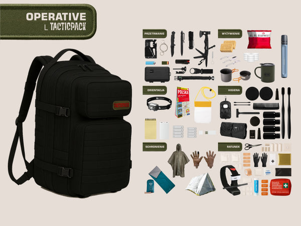 TACTICPACK L OPERATIVE (PLECAK BEZPIECZEŃSTWA) Plecak ewakuacyjny z wyposażeniem kolor czarny