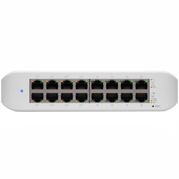 UBIQUITI UniFi Switch Lite 16 PoE; (8) GbE PoE+, (8) GbE, 45W