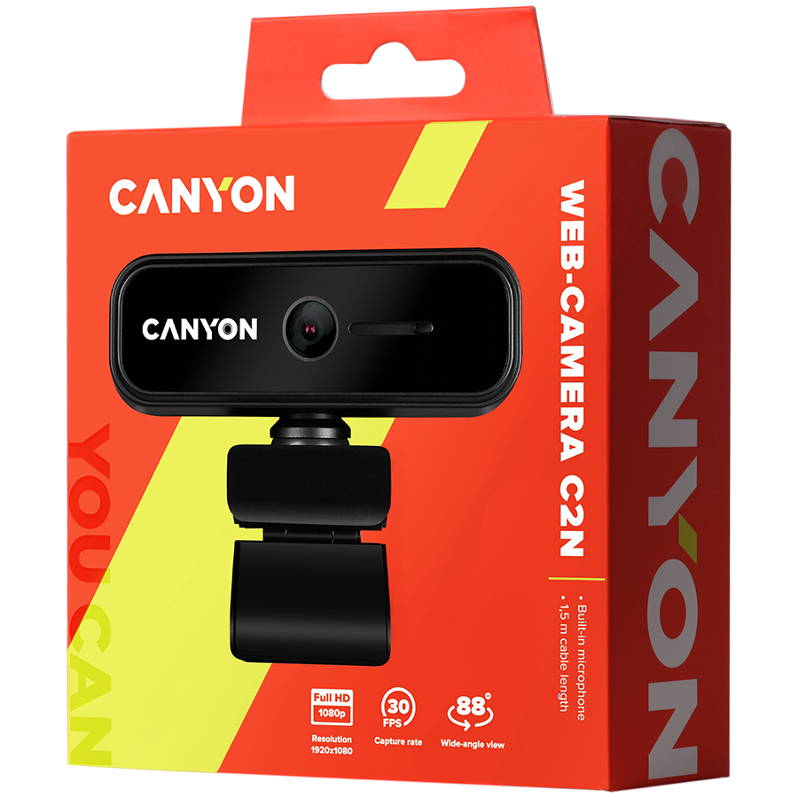 CANYON Kamera internetowa C2N Full HD 1080p Czarna