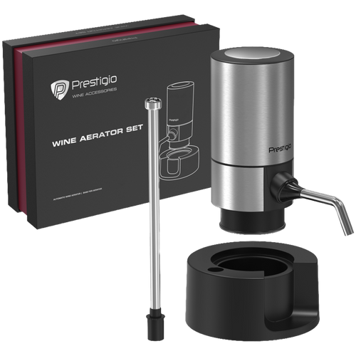 PRESTIGIO Aerator do wina, zestaw, Srebrny