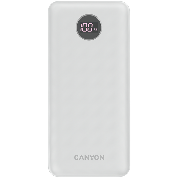 CANYON Powerbank PB-2002 LED 20000 mAh PD 20W QC 3.0 Biały