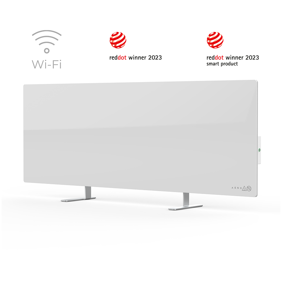 AENO Premium Eco Smart Heater for AMAZON, 700W, Tempered glass, Infrared+convection heating type, Plug type: Europe (E/F type), WHITE