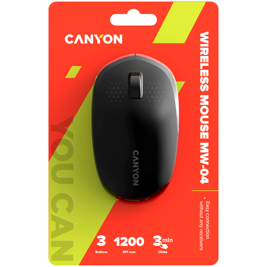 CANYON Mysz bezprzewodowa MW-04 Oburęczna BT Czarna