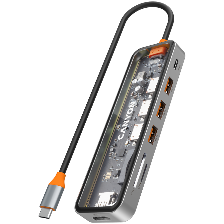 CANYON HUB DS-13 7 w 1 4k USB-C Transparentny