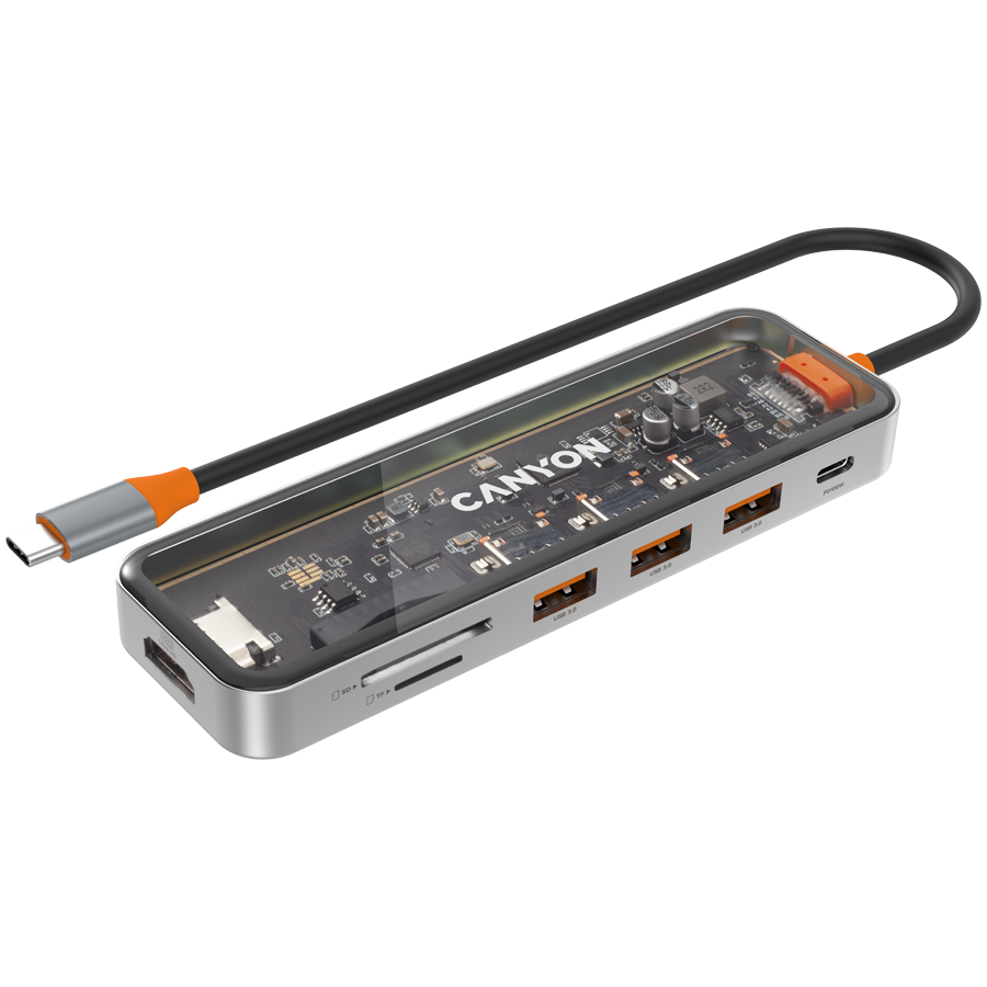 CANYON HUB DS-13 7 w 1 4k USB-C Transparentny