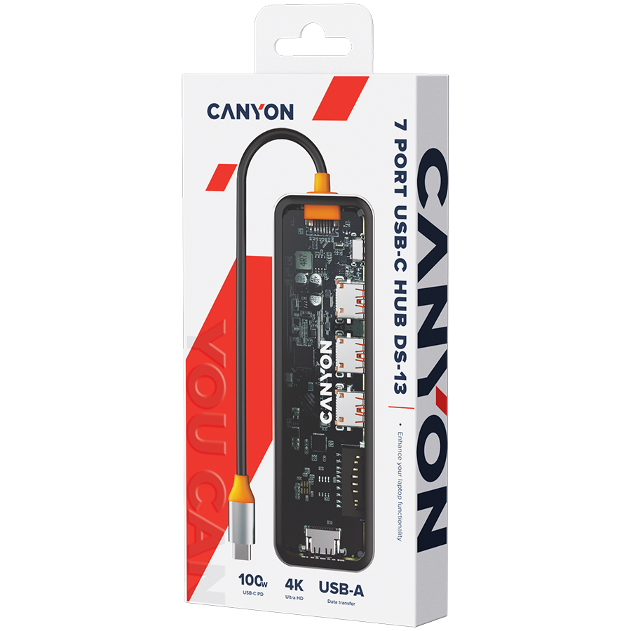 CANYON HUB DS-13 7 w 1 4k USB-C Transparentny