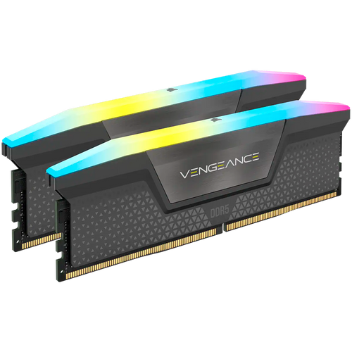 CORSAIR VENGEANCE RGB DDR5 32GB (2x16GB) DDR5 6000 CL38-44-44-96 1.35V Std PMIC Intel XMP Memory - Black, 0840006680628