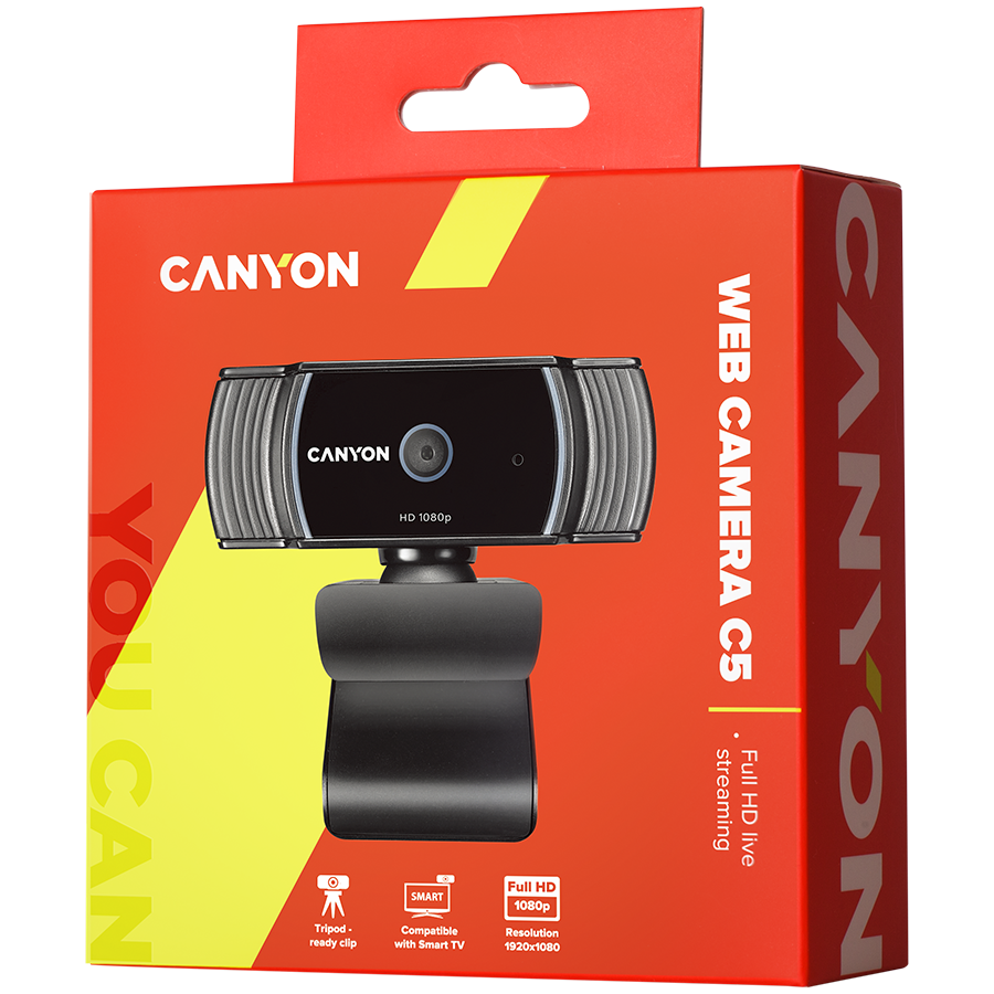 CANYON Kamera internetowa C5 Full HD 1080p Auto Focus Czarna