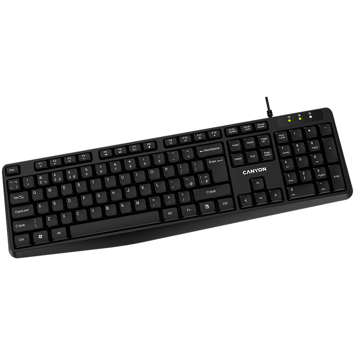 CANYON Klawiatura KB-1 Przewodowa EN/ES Czarna