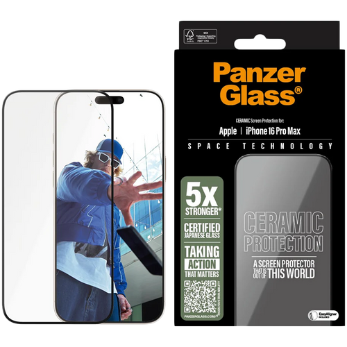 PANZERGLASS Ceramic Screen Protector iPhone 16 Pro Max, Ultra-Wide Fit