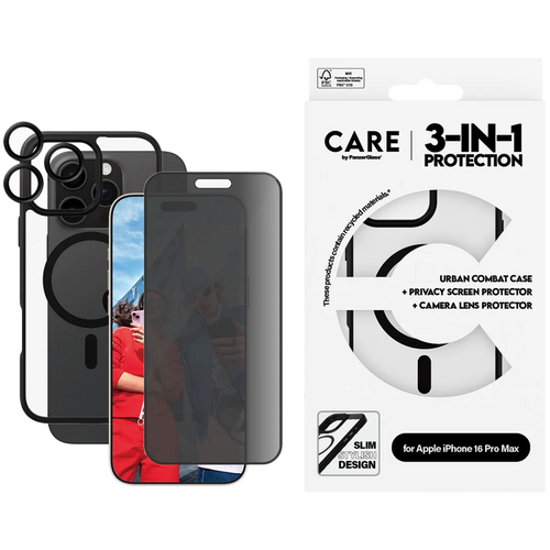 PANZERGLASS Flagship 3-in-1 Privacy Bundle iPhone 16 Pro Max
