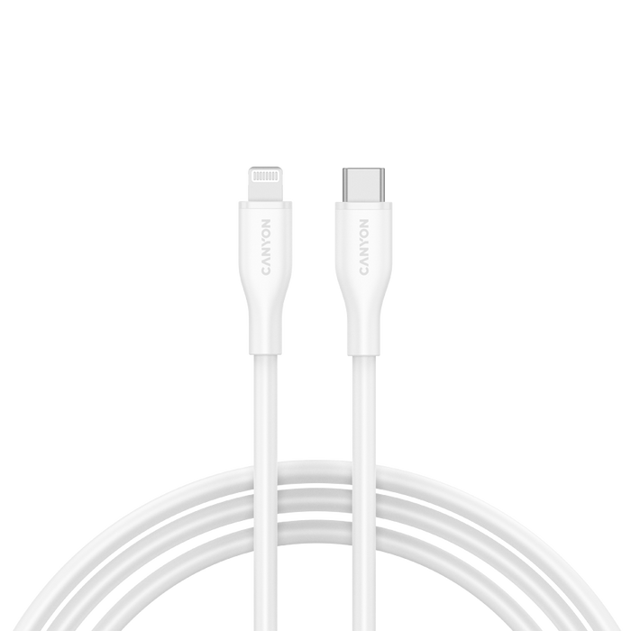 CANYON Kabel CLNM60 C-L 60W MFI 1m Silikonowy Biały
