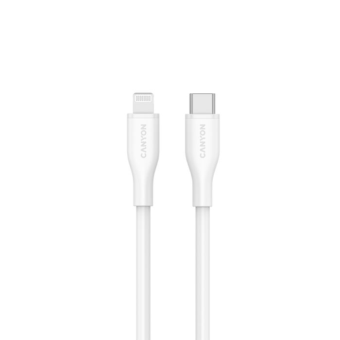 CANYON Kabel CLNM60 C-L 60W MFI 1m Silikonowy Biały