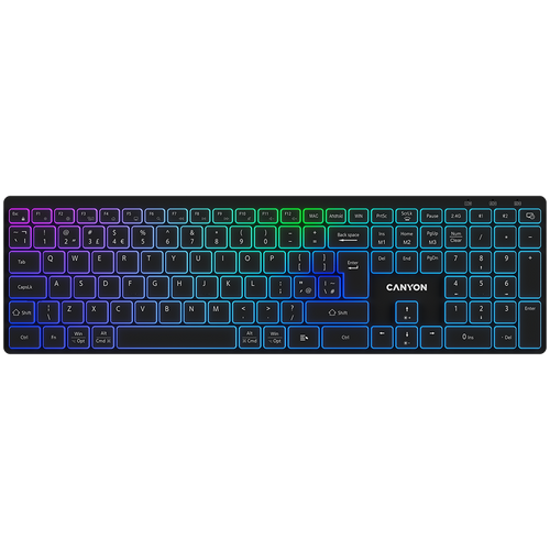 CANYON Klawiatura HKB-W11 UK/US RGB Dwa Tryby Bezprz. Czarna