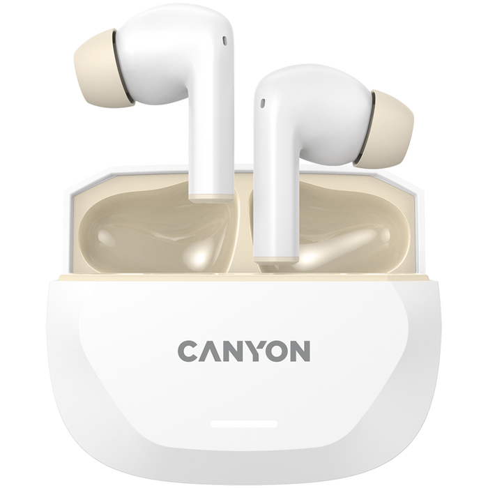 CANYON Słuchawki HEXAGON 7 TWS ANC+ENC Qi Biało-Beżowe