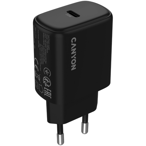 CANYON Ładowarka sieciowa OnCharge 200 20W 1xPD EU Czarna