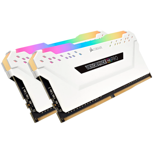 CORSAIR VENGEANCE RGB PRO 32GB (2x16GB) DDR4 3200 (PC4-25600) C16 1.35V Desktop Memory - White, 0840006620075