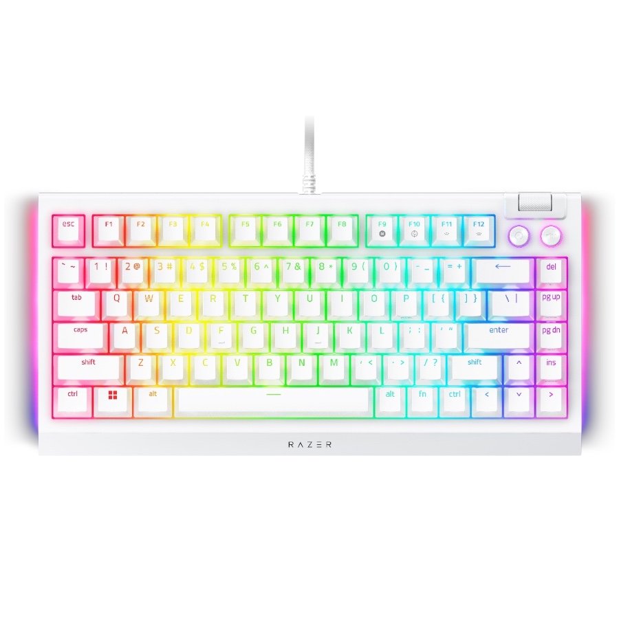 RAZER Klawiatura Gamingowa Przewodowa BlackWidow V4 75%, Biała, układ US