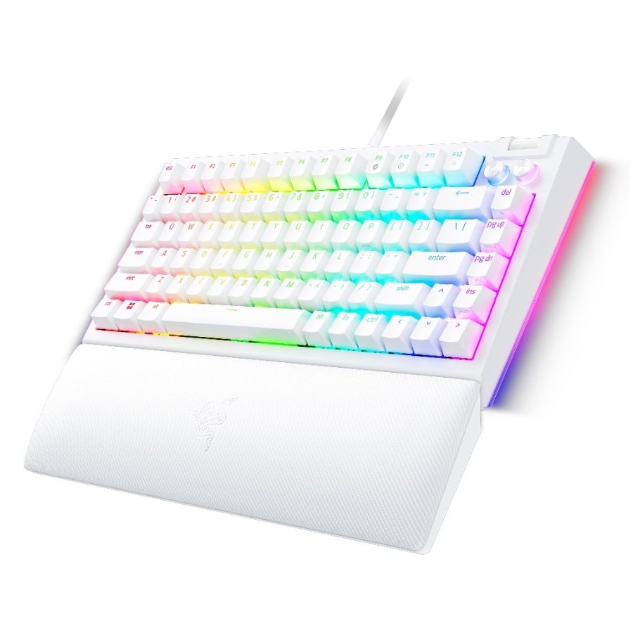 RAZER Klawiatura Gamingowa Przewodowa BlackWidow V4 75%, Biała, układ US