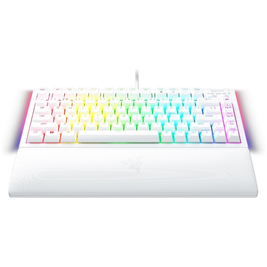 RAZER Klawiatura Gamingowa Przewodowa BlackWidow V4 75%, Biała, układ US