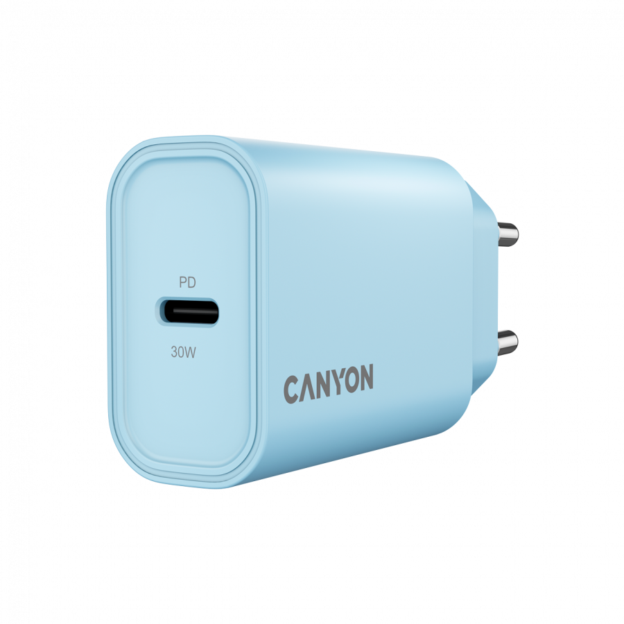 CANYON Ładowarka sieciowa OnCharge 30CL 30W 1xPD EU Niebieska