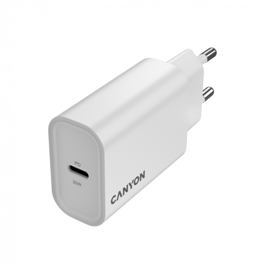 CANYON Ładowarka sieciowa OnCharge 30CL 30W 1xPD UK Biała