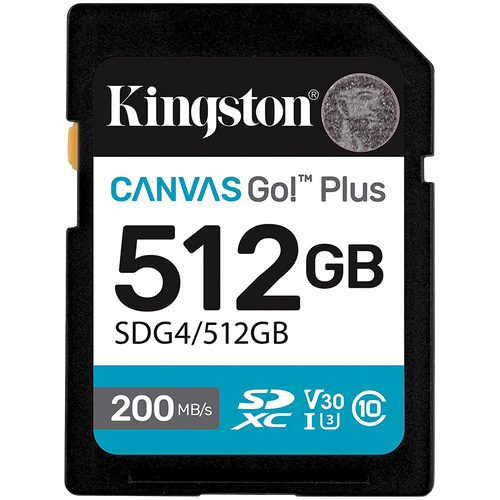 KINGSTON 512GB SDXC Canvas Go Plus Gen4 200MB/s C10 UHS-I U3 V30