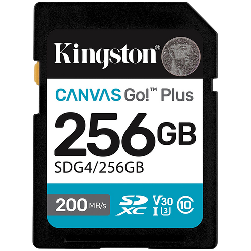 KINGSTON 256GB SDXC Canvas Go Plus Gen4 200MB/s C10 UHS-I U3 V30