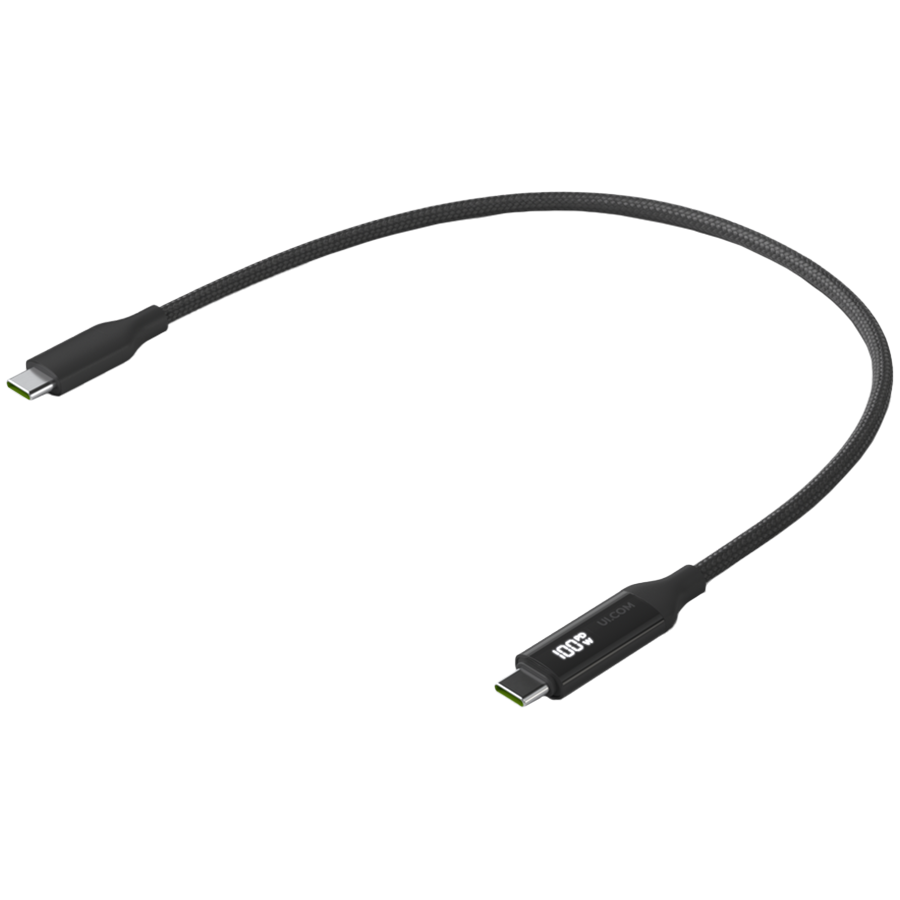 Ubiquiti UACC-Cable-USB-100W-0.3M-BK USB-C Cable with Charge Display, 100W max power output, 0.3m