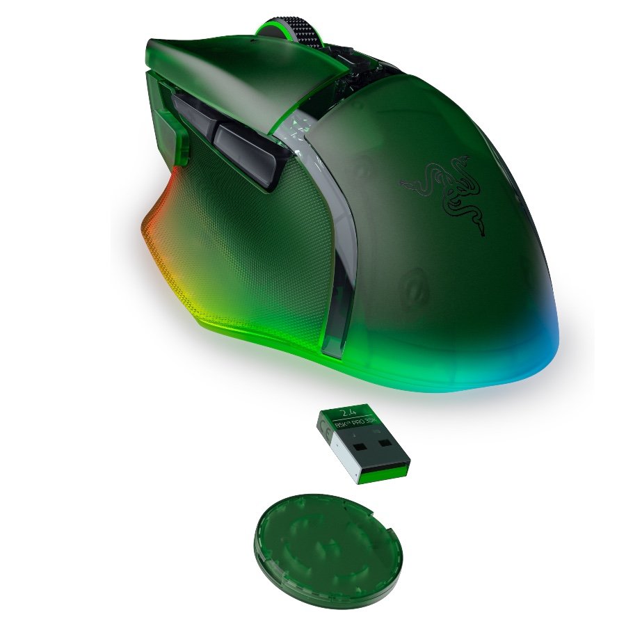 Razer Basilisk V3 Pro 35K Phantom Green Edition, Gaming mouse, Ergonomic Wireless Gaming Mouse, Charging Cable USB Type C, 30000DPI, Optical Mouse Switches Gen-3, 63 g, Focus Pro 30K Optical Sensor