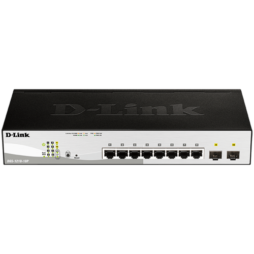 D-LINK 10-port 10/100/1000 Gigabit PoE Smart Switch including 2 Combo 1000BaseT/SFP