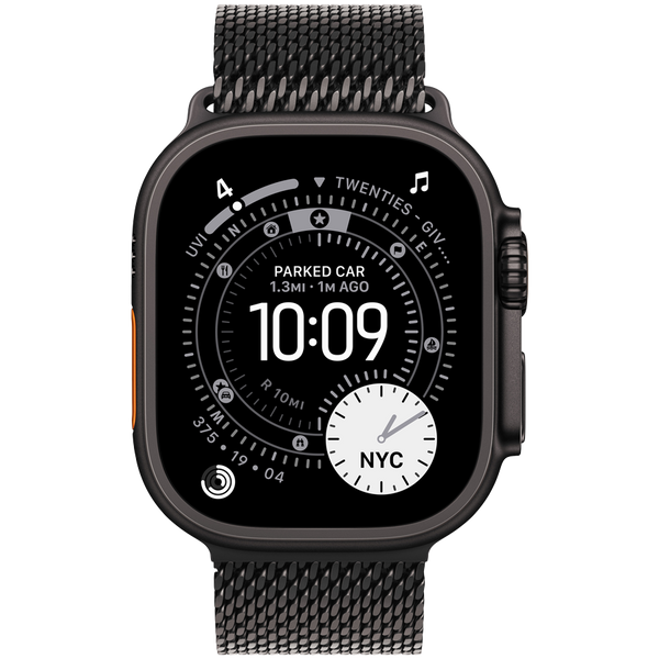 Apple Watch Ultra 3 GPS + Cellular 49mm Black Titanium Case with Black Titanium Milanese Loop - Medium,Model A3281