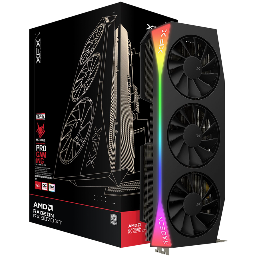 XFX Mercury AMD Radeon RX 9070XT OC with RGB 16GB GDDR6 256-bit HDMI 3x DP