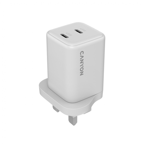 CANYON Ładowarka sieciowa CU45AC GaN 45W 2xPD UK Biała