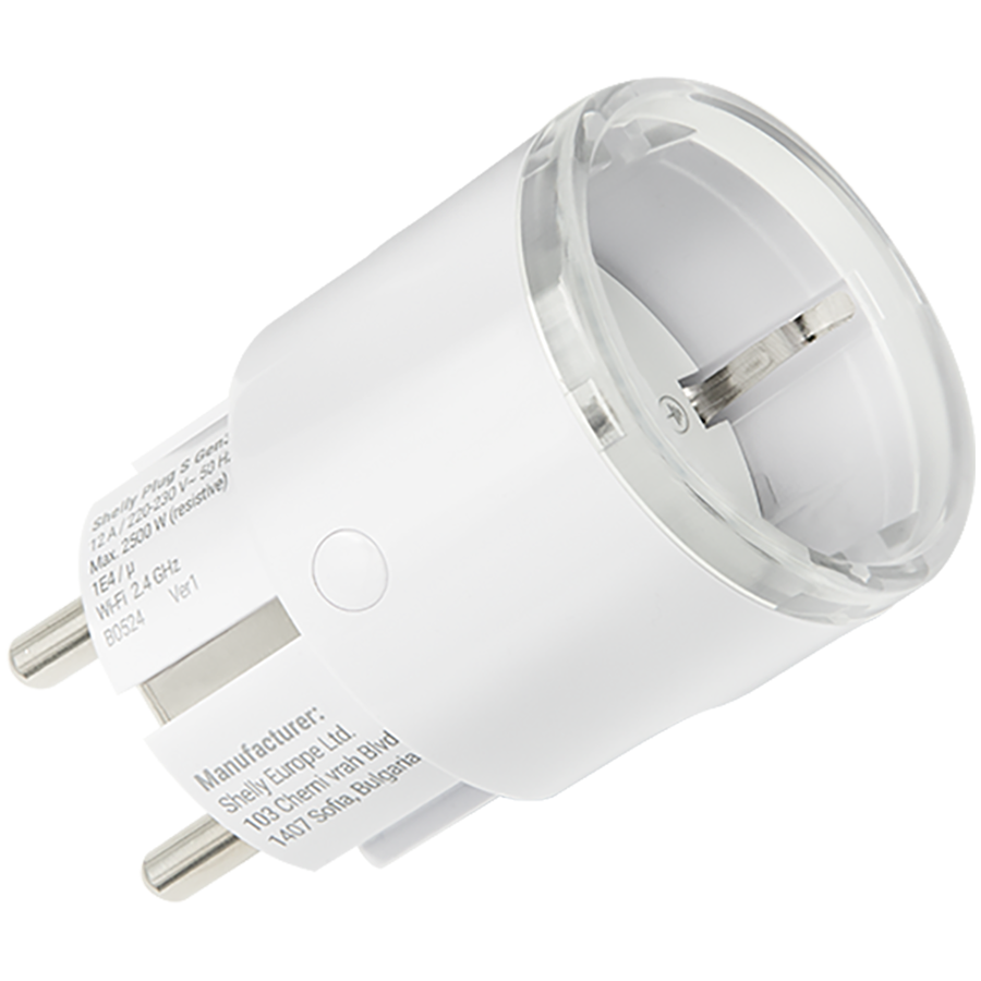 SHELLY Plug S Gen3 White Inteligentne gniazdko wewnętrzne białe
