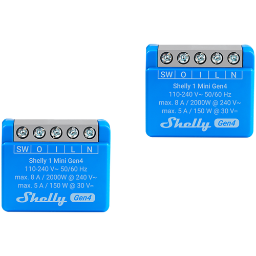 SHELLY 1 Mini Gen4 2-pack 1-kanałowy mini moduł ze stykiem bezpotencjałowym dwupak