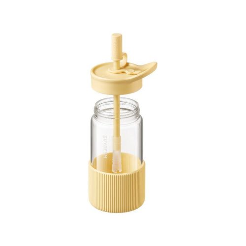 BUYDEEM Portable Glass Straw Bottle 550ml, model DG425, color Mellow Yellow