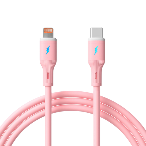 AKYGA Kabel USB Akyga AK-USB-71 USB type C (m) / Lightning (m) ver. 2.0 30W 1m różowy silikonowy