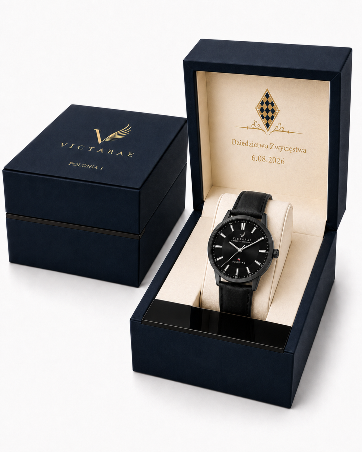 ZEGAREK POLONIA I VITRIX - MEN BLACK (ELEGANCKI PASEK)