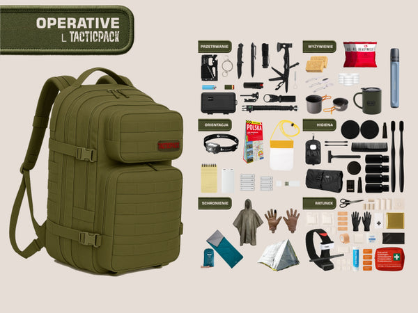TACTICPACK L OPERATIVE (PLECAK BEZPIECZEŃSTWA) Plecak ewakuacyjny z wyposażeniem kolor oliwkowy