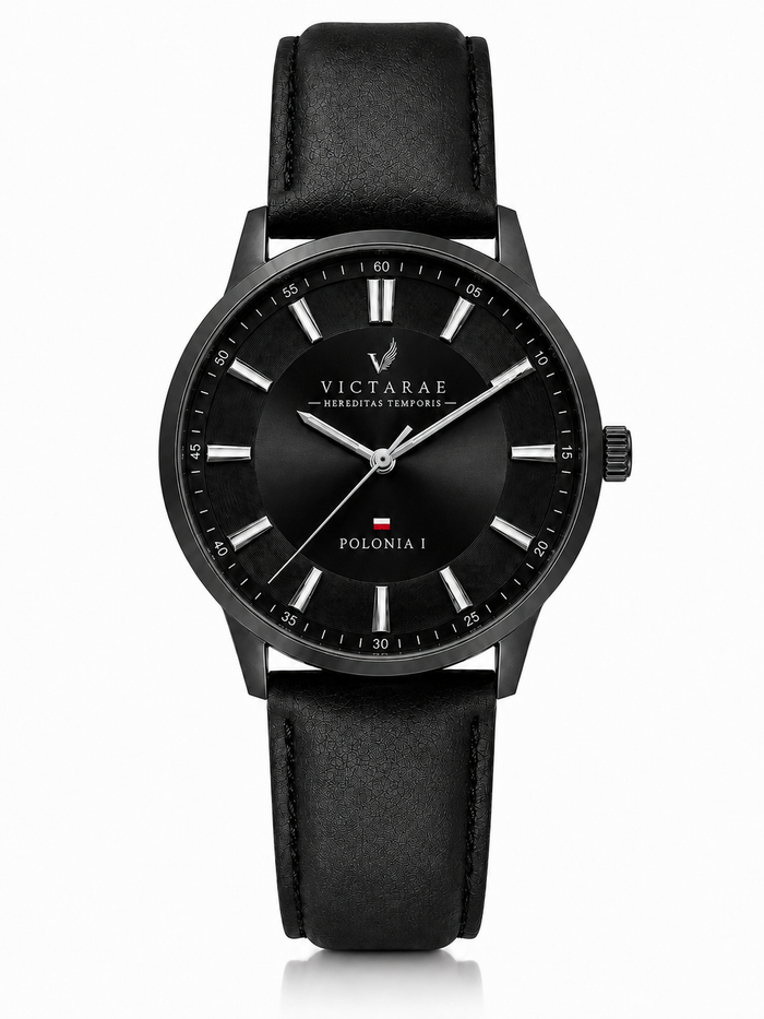 ZEGAREK POLONIA I VITRIX - MEN BLACK (ELEGANCKI PASEK)