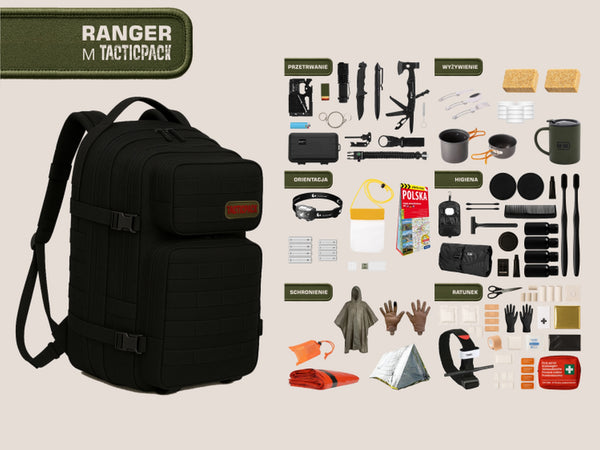 TACTICPACK M RANGER (PLECAK BEZPIECZEŃSTWA) Plecak ewakuacyjny z wyposażeniem kolor czarny