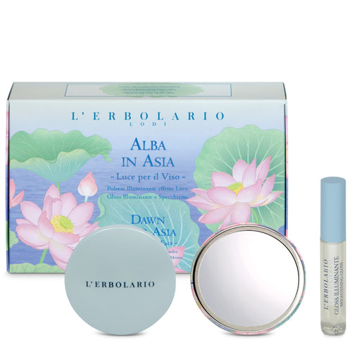L'ERBOLARIO ALBA IN ASIA ZESTAW LUCE PER IL VISO (ROZŚWIETLACZ, BŁYSZCZYK I LUSTERKO)