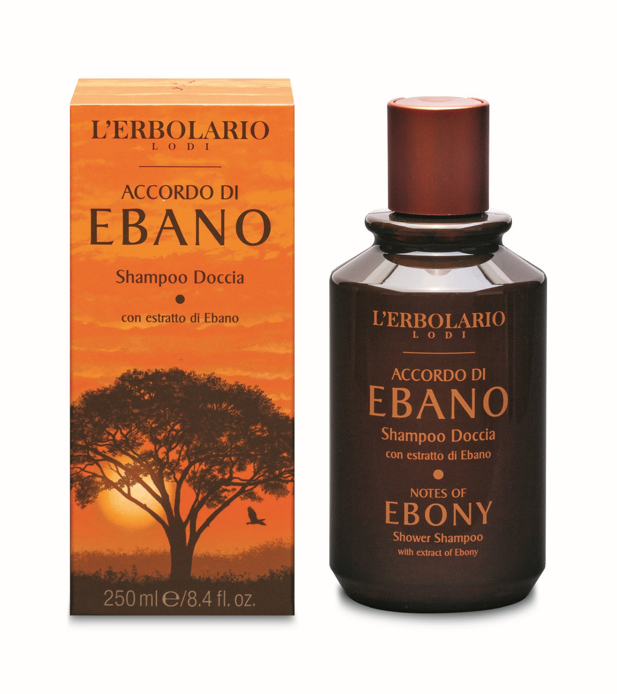 L'ERBOLARIO ACCORDO DI EBANO SZAMPON I ŻEL POD PRYSZNIC, 250 ML