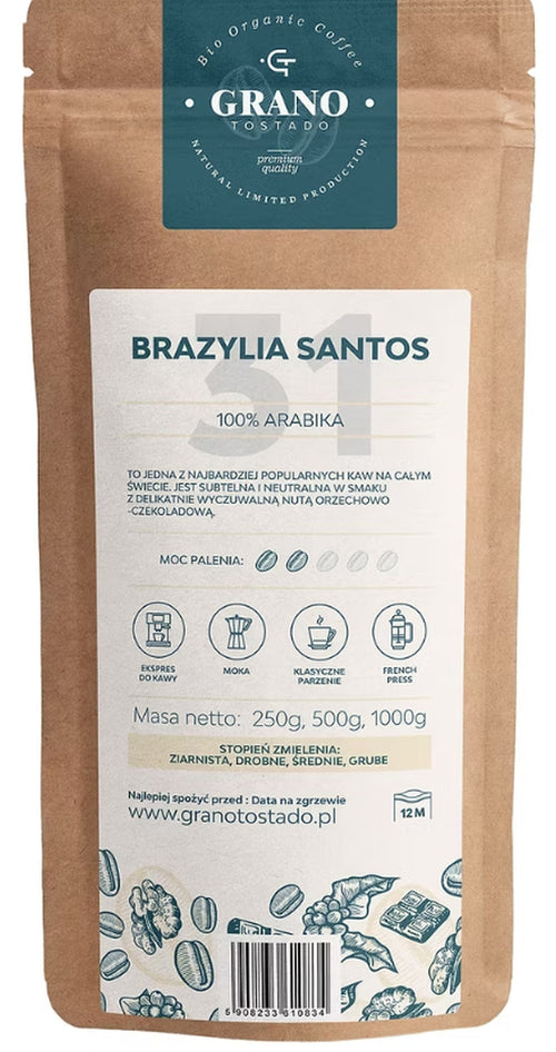 Kawa ziarnista BRAZYLIA SANTOS 1 KG