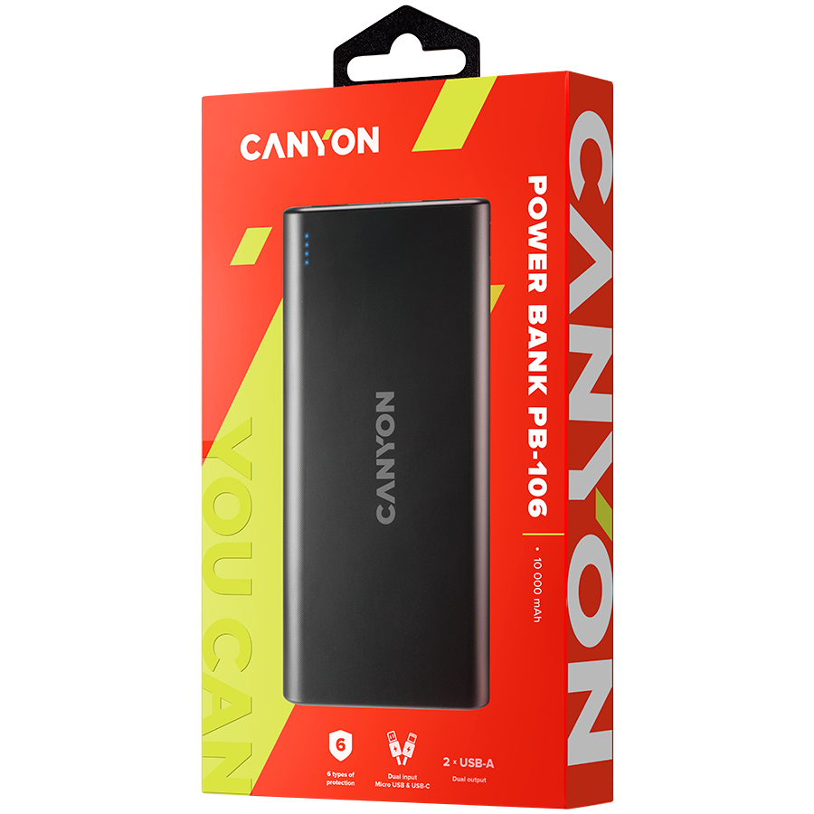 CANYON Powerbank PB-106 10000 mAh Czarny-3