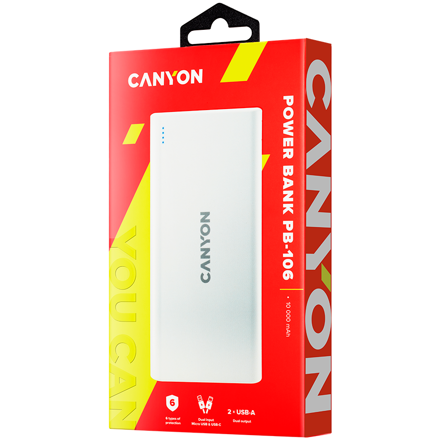 CANYON Powerbank PB-106 10000 mAh Biały