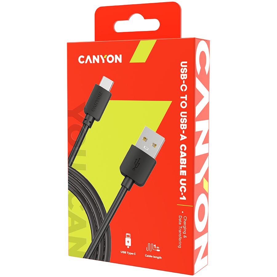 CANYON Kabel UC-1 USB do USB-C 5W 1 m Czarny-2