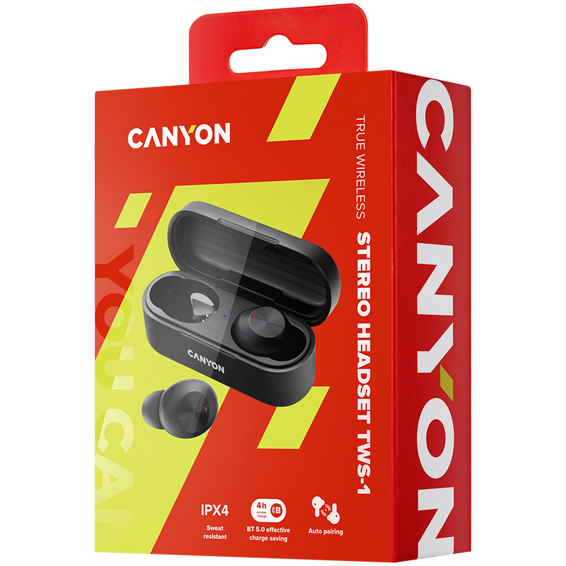 CANYON Słuchawki dokanałowe TWS-1 Czarne-8