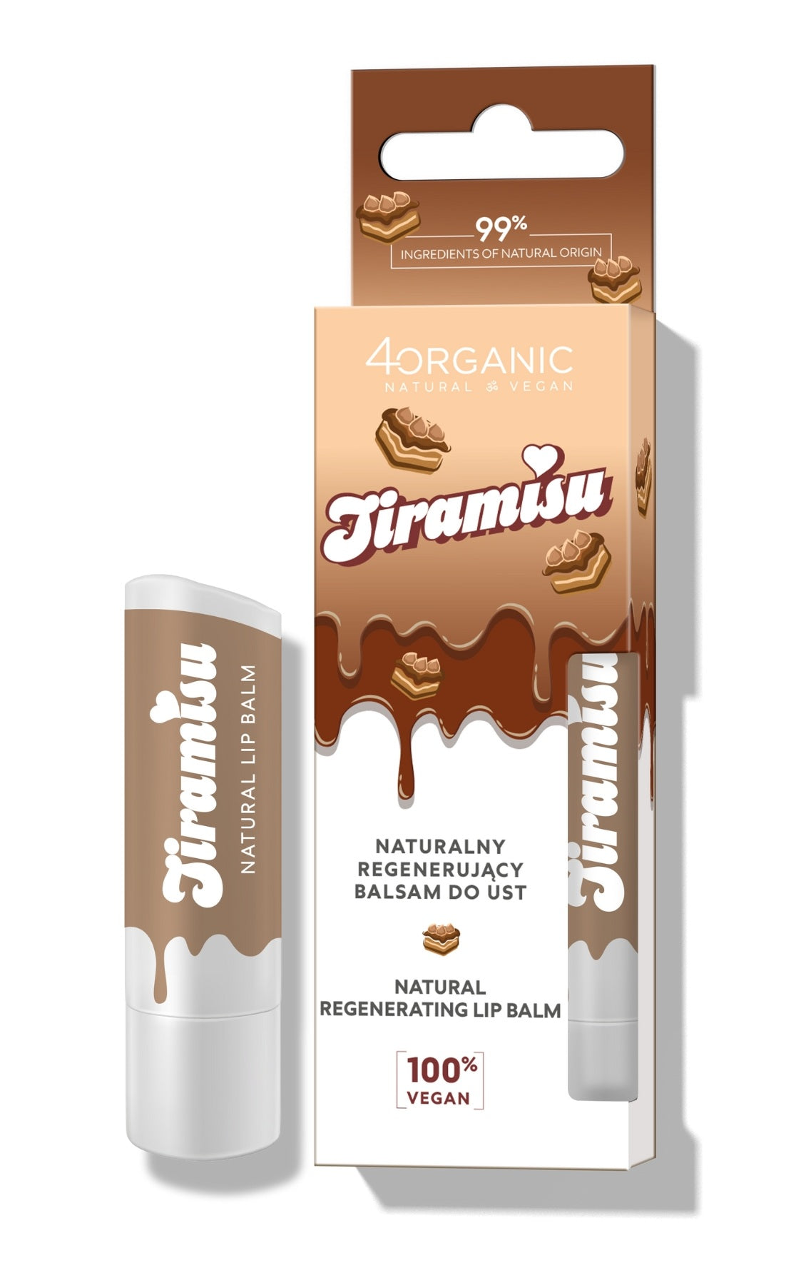 4Organic Naturalny regenerujący balsam do ust Tiramisu 5g